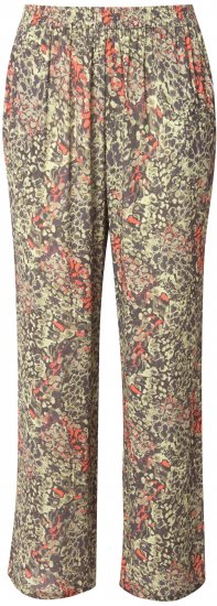 Ulla Popken Crocodile Print Elastic Waist Pants Olive Grey - Traperice & Hlače u Velikim Veličinama – Plus Size - 