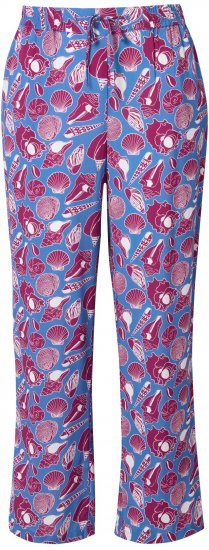 Ulla Popken Seashell Print Elastic Waist Pants Blue - Traperice & Hlače u Velikim Veličinama – Plus Size - 