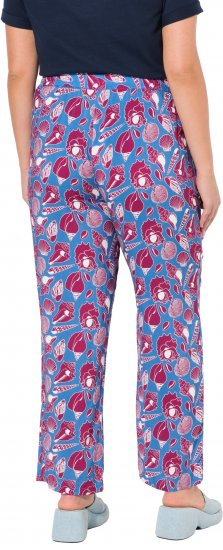 Ulla Popken Seashell Print Elastic Waist Pants Blue - Traperice & Hlače u Velikim Veličinama – Plus Size - 