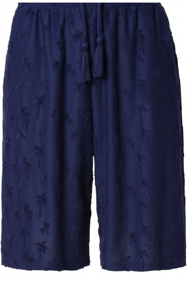 Ulla Popken Terry Cloth Palm Elastic Waist Shorts Blue - Traperice & Hlače u Velikim Veličinama – Plus Size - 
