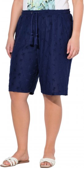 Ulla Popken Terry Cloth Palm Elastic Waist Shorts Blue - Traperice & Hlače u Velikim Veličinama – Plus Size - 