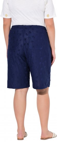 Ulla Popken Terry Cloth Palm Elastic Waist Shorts Blue - Traperice & Hlače u Velikim Veličinama – Plus Size - 