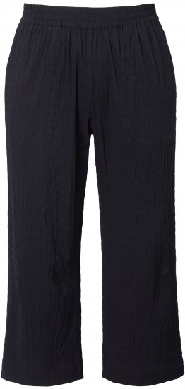 Ulla Popken Textured Elastic Waist Cropped Pants Black - Traperice & Hlače u Velikim Veličinama – Plus Size - 