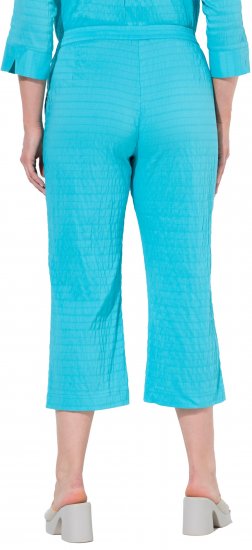 Ulla Popken Textured Elastic Waist Cropped Pants Deep Aqua - Traperice & Hlače u Velikim Veličinama – Plus Size - 