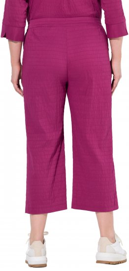 Ulla Popken Textured Elastic Waist Cropped Pants Magnolia Red - Traperice & Hlače u Velikim Veličinama – Plus Size - 