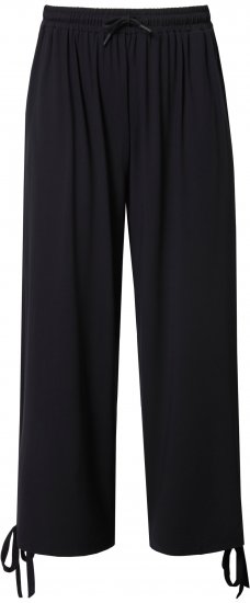 Ulla Popken Quick Drying Split Leg Elastic Waist Joggers Black - Traperice & Hlače u Velikim Veličinama – Plus Size - 
