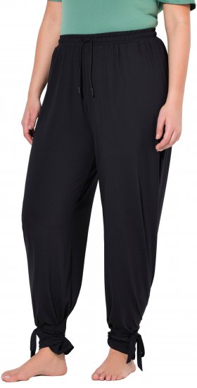 Ulla Popken Quick Drying Split Leg Elastic Waist Joggers Black - Traperice & Hlače u Velikim Veličinama – Plus Size - 