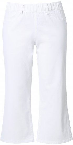 Ulla Popken Wide Leg Twill Mary Fit Culottes White - Traperice & Hlače u Velikim Veličinama – Plus Size - 