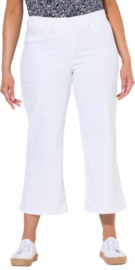 Ulla Popken Wide Leg Twill Mary Fit Culottes White - Traperice & Hlače u Velikim Veličinama – Plus Size - 
