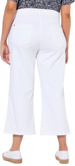Ulla Popken Wide Leg Twill Mary Fit Culottes White - Traperice & Hlače u Velikim Veličinama – Plus Size - 