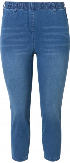Ulla Popken Cropped Denim Look Stretch Fit Leggings Light Blue Denim - Traperice & Hlače u Velikim Veličinama – Plus Size - 