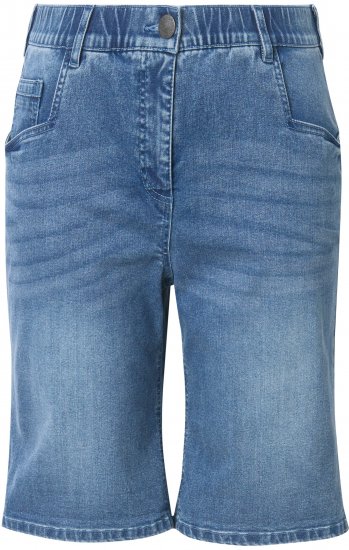 Ulla Popken Denim Wide Leg Elastic Waist Bermuda Shorts Blue Denim - Traperice & Hlače u Velikim Veličinama – Plus Size - 