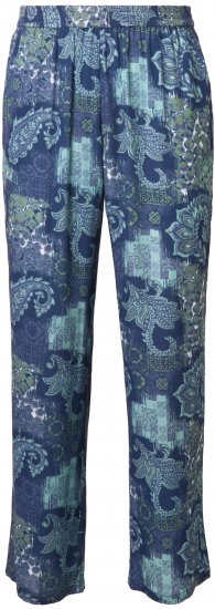 Ulla Popken Patchwork Paisley Elastic Waist Pants Blue - Traperice & Hlače u Velikim Veličinama – Plus Size - 