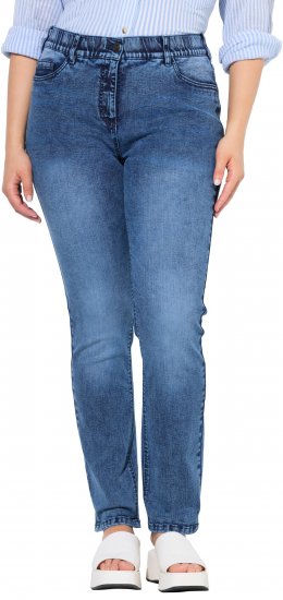 Ulla Popken Vintage Wash Stretch Fit Jeans Blue Denim - Traperice & Hlače u Velikim Veličinama – Plus Size - 