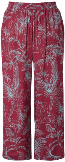 Ulla Popken Wide Leg Elastic Waist Jungle Print Palazzo Pants Brown - Traperice & Hlače u Velikim Veličinama – Plus Size - 