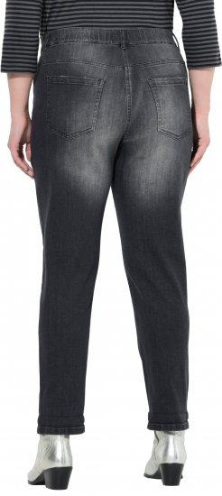 Ulla Popken Rivet Detail Stretch Fit Boyfriend Jeans Black - Traperice & Hlače u Velikim Veličinama – Plus Size - 