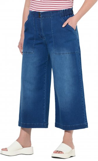 Ulla Popken Denim Culottes Blue - Traperice & Hlače u Velikim Veličinama – Plus Size - 