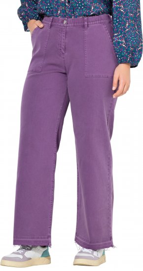 Ulla Popken Purple Fringed Hem Stretch Fit Jeans Lavender - Traperice & Hlače u Velikim Veličinama – Plus Size - 