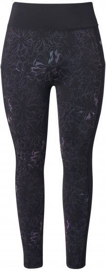 Ulla Popken Quick Drying Flower Print Leggings Black - Traperice & Hlače u Velikim Veličinama – Plus Size - 