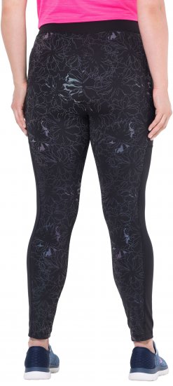 Ulla Popken Quick Drying Flower Print Leggings Black - Traperice & Hlače u Velikim Veličinama – Plus Size - 