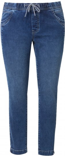 Ulla Popken Drawstring Jeggings Blue - Traperice & Hlače u Velikim Veličinama – Plus Size - 