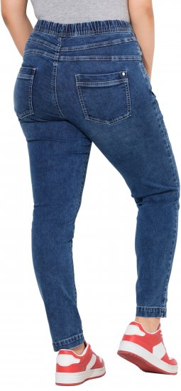 Ulla Popken Drawstring Jeggings Blue - Traperice & Hlače u Velikim Veličinama – Plus Size - 