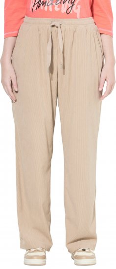 Ulla Popken Corduroy Elastic Waist Pants Brown - Traperice & Hlače u Velikim Veličinama – Plus Size - 