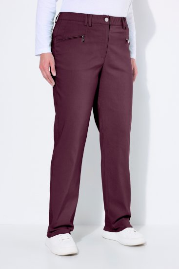 Ulla Popken Thermal Stretch Fit Mony Pants Aubergine - Traperice & Hlače u Velikim Veličinama – Plus Size - 