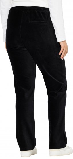 Ulla Popken Corduroy Elastic Waist Pants Black - Traperice & Hlače u Velikim Veličinama – Plus Size - 