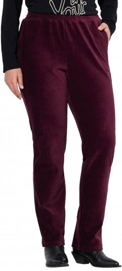 Ulla Popken Corduroy Elastic Waist Pants Brown - Traperice & Hlače u Velikim Veličinama – Plus Size - 