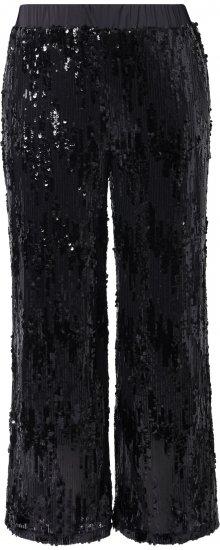 Ulla Popken Sequined Elastic Waist Pants Black - Traperice & Hlače u Velikim Veličinama – Plus Size - 