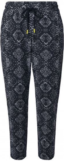 Ulla Popken Snake Print Elastic Waist Joggers Black - Traperice & Hlače u Velikim Veličinama – Plus Size - 