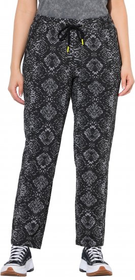 Ulla Popken Snake Print Elastic Waist Joggers Black - Traperice & Hlače u Velikim Veličinama – Plus Size - 