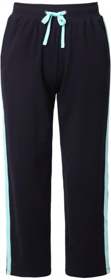 Ulla Popken Side Stripe Elastic Waist Joggers Black - Traperice & Hlače u Velikim Veličinama – Plus Size - 