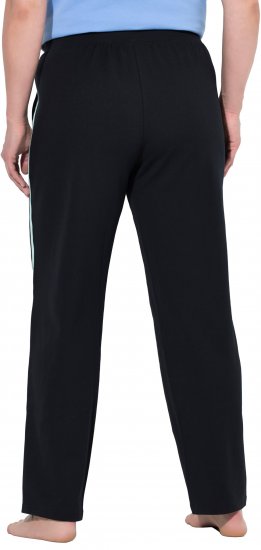 Ulla Popken Side Stripe Elastic Waist Joggers Black - Traperice & Hlače u Velikim Veličinama – Plus Size - 