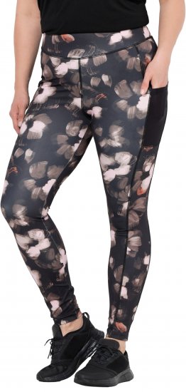 Ulla Popken Abstract Print Quick Dry Sports Leggings Black - Traperice & Hlače u Velikim Veličinama – Plus Size - 