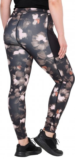 Ulla Popken Abstract Print Quick Dry Sports Leggings Black - Traperice & Hlače u Velikim Veličinama – Plus Size - 