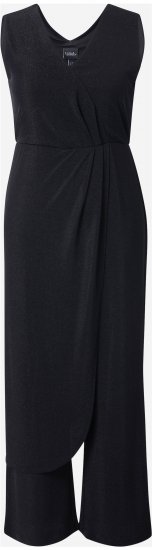 Ulla Popken Draped Sleeveless Glitter Jumpsuit Navy - Traperice & Hlače u Velikim Veličinama – Plus Size - 