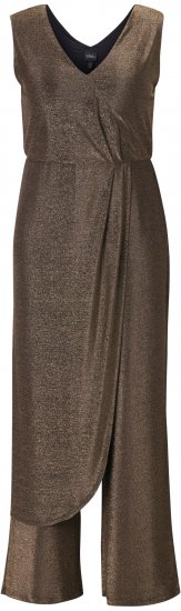 Ulla Popken Draped Sleeveless Glitter Jumpsuit Pearl White - Traperice & Hlače u Velikim Veličinama – Plus Size - 