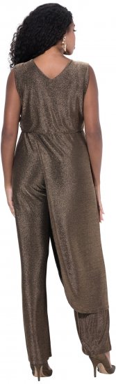 Ulla Popken Draped Sleeveless Glitter Jumpsuit Pearl White - Traperice & Hlače u Velikim Veličinama – Plus Size - 