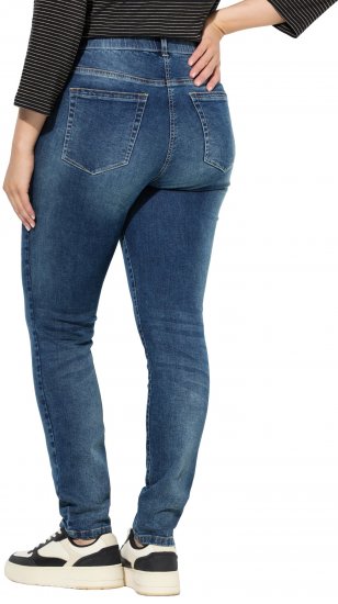 Ulla Popken Decorative Stitched Slim Leg Stretch Fit Jeans Blue Denim - Traperice & Hlače u Velikim Veličinama – Plus Size - 