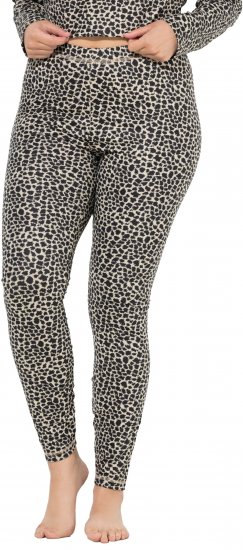 Ulla Popken Leopard Print Ski Leggings Black - Traperice & Hlače u Velikim Veličinama – Plus Size - 