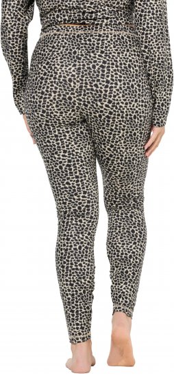 Ulla Popken Leopard Print Ski Leggings Black - Traperice & Hlače u Velikim Veličinama – Plus Size - 