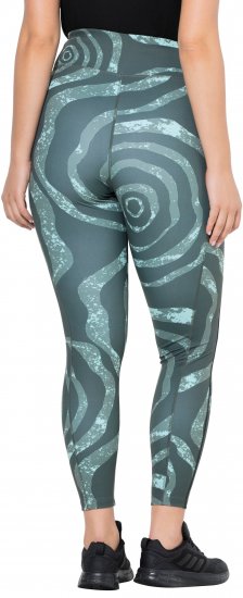 Ulla Popken Quick Drying Ripple Print Sport Leggings Black - Traperice & Hlače u Velikim Veličinama – Plus Size - 