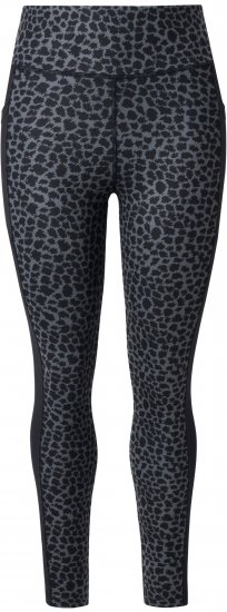 Ulla Popken Quick Drying Leopard Print Sport Leggings Black - Traperice & Hlače u Velikim Veličinama – Plus Size - 