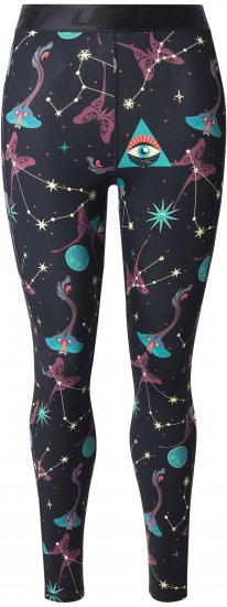 Ulla Popken Quick Drying Celestial Print Sport Leggings Black - Traperice & Hlače u Velikim Veličinama – Plus Size - 