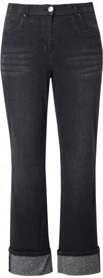 Ulla Popken Rhinestone Studded Jeans Grey - Traperice & Hlače u Velikim Veličinama – Plus Size - 