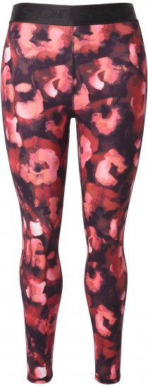 Ulla Popken Abstract Flower Print Performance Leggings Red - Traperice & Hlače u Velikim Veličinama – Plus Size - 