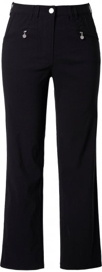 Ulla Popken Bengaline Elastic Waist Pants Black - Traperice & Hlače u Velikim Veličinama – Plus Size - 