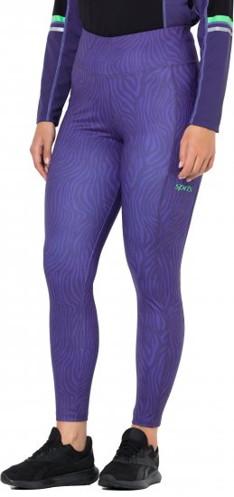 Ulla Popken Neon Zebra Print Performance Leggings Purple - Traperice & Hlače u Velikim Veličinama – Plus Size - 